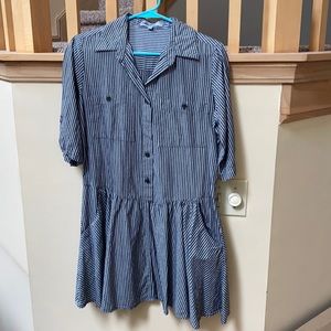 Blue and white striped dress with pockets!